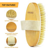 Dry Brushing Body Brush, POPCHOSE Natural Bristle Dry Skin Exfoliating Brush Body Scrub for Flawless Skin, Cellulite Treatment, Lymphatic Drainage and Blood Circulation Improvement, Medium Strength