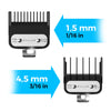 2-Pack Essential Guard Sizes Premium Clipper Guards with Metal Clips for Wahl Clippers - 1 1/2 & 1/2 Sizes (1.5, 4.5 mm) - Fits All Wahl Guide Combs, Half-Metal