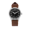 PRAESIDUS A-11 Spec 2 Original Nylon Men's 40 mm Military Ameriquartz Watch with Black Dial and Brown Nylon Strap