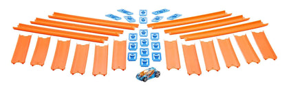 Hot Wheels Track Builder Straight Track Set, 37 Component Parts & 1:64 Scale Toy Car