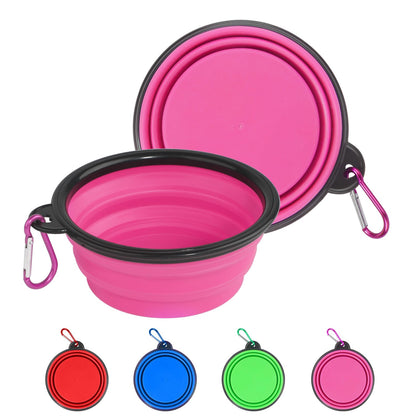 collapsible pet bowl- small size (350ml) |portable water bowl|foldable silicone bowl |lightweight and travel friendly for hiking, walking & camping (pink)