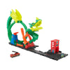 Hot Wheels Toy Car Track Set City Dragon Drive Firefight & 1:64 Scale Toy Firetruck, Connects to Other Sets