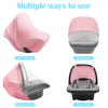 Baby Car Seat Cover,Infant Carseat Canopy with Privacy Sun Shade & Bug Net for Newborn Boys Girls,Breathable Carrier/Stroller Covers for All Baby Car Seat Fit Summer Spring Autumn Winter(Pink)