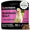 Pet Honesty Multivitamin Dog Supplement, Glucosamine chondroitin for Dogs, Probiotics, Omega Fish Oil, Dog Supplements & Vitamins, Dog Vitamins for Skin and Coat Allergies, (Peanut Butter 90 ct)