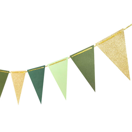 Letjolt Golden Green Triangle Banner Decoration Greenery Party Supplies Bunting Signs for New Years Birthday Nursery Classroom Anniversary Decoration Graduation Flags 15 pcs 10 Feet