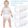 Funtery 12 Pairs Waterproof Plastic Pants for Toddlers Plastic Diaper Covers Potty Training Pants Soft Underwear Covers (as1, alpha, x_s) White