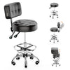 YJHome Rolling Stool, Rolling Stools with Wheels Foot Rest, Backrest Adjustable Height, Heavy Duty 400lbs Weight Capacity, Salon Spa Tattoo Massage Office Swivel Stool Chair (Black)