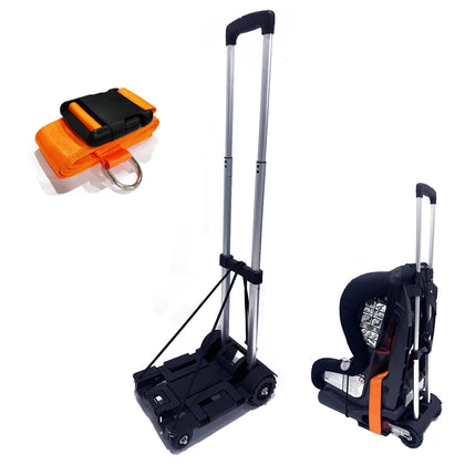 Airport Car Seat Stroller Travel Cart - Carseat Roller for Traveling. Extendable Base Plate, Foldable, storable, and stowable Under Your Airplane seat or Over Head Compartment. (4 Wheel)