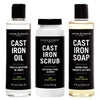 CARON & DOUCET - Ultimate Cast Iron Set: Seasoning Oil, Cleaning Soap & Restoring Scrub | 100% Plant-Based & Best for Cleaning Care, Washing, Restoring & Seasoning Skillets, Pans & Grills!