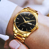 OLEVS Men's Watches Quartz Luxury Dress Watch Gold Stainless Steel Day Date 3ATM Waterproof Luminous Male Wrist Watches Black Dial