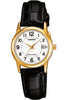 Casio Women Analog Quartz Watch with Leather Strap LTP-V002GL-7BUDF, White, Strap.