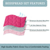 HIG 3 Piece Minimal Style Oversized Bedspread Set Queen, Hot Pink Reversible Stitch Quilted Coverlet Set with Leaf Pattern, Feminine Solid Quilt Set for Bedroom, Microfiber, 100