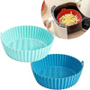 air fryer reusable silicone pot compatible with air fryer basket | non-stick silicone air fryer liners with ear handles | air fryer accessories, round air fryer oven pot food grade (blue)