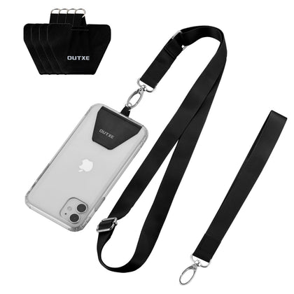 OUTXE Phone Lanyard - 4× Pads, 1× Adjustable Neck Strap, 1× Wrist Strap, Nylon Lanyard Compatible with All Smartphone