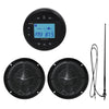 Herdio Marine Radio and Speakers Set Compatible with Bluetooth, Marine Gauge Head Unit+6.5 Inch Marine Flush Wall Mount Ceiling Speakers+Rubber Flexible Mast FM AM Antenna