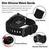 BISONSTRAP Silicone Watch Bands, Slim Watch Straps with Quick Release, 20mm, Black with Black Buckle