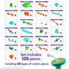 Marble Genius Marble Run Stunts Super Set: 125 Pieces Total, 20 Action Pieces Including 2 New Patented Trampolines, Includes Free Online App and Full-Color Instruction Booklet, Made for Ages 5 and Up