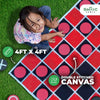 SWOOC Games - 2-in-1 Vintage Giant Checkers & Tic Tac Toe Game with Mat (4ft x 4ft) - 100% Machine-Washable Canvas with 5