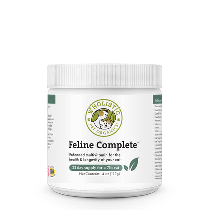 Wholistic Pet Organics Feline Complete: Cat Multivitamins Powder - 4 oz - Immune Support Supplements for Cats - Cat Probiotics, Minerals & Vitamins for Cats - Antioxidants for Cat Skin & Coat -