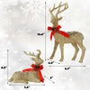 Juegoal Christmas Tabletop Decorations, Set of 2 Glitter Golden Reindeer Figurines, 12.6