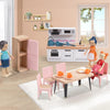 Giant bean Wooden Dollhouse Furniture Set, 36pcs Furnitures with 4 Family Dolls, Dollhouse Accessories Pretend Play Furniture Toys for Boys Girls & Toddlers 3Y+, Pink