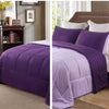 Exclusivo Mezcla Lightweight Reversible 3-Piece Comforter Set All Seasons, Down Alternative Comforter with 2 Pillow Shams, Queen Size, Deep Purple/Lilac