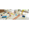 Hot Wheels Track Builder Playset, Multi-Lane Speed Box, 18 Component Parts with Storage, 2 Toy Cars in 1:64 Scale