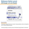 McKesson Safety Lancet, Retractable, Push Button Activation - Ideal for Blood Testing - Sterile, Single Use, 28 Gauge, 1.5mm Depth, 100 Count, 1 Pack