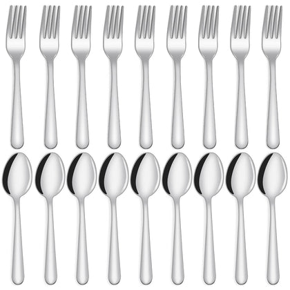 24-piece Forks and Spoons Silverware Set, Unokit Food Grade Stainless Steel Flatware Cutlery Set for Home, Kitchen and Restaurant, 12 Dinner Forks and 12 Dinner Spoons, Mirror Polished&Dishwasher Safe