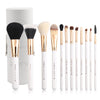 Z'OREYA Travel Makeup Brush Set White 12pcs Makeup Brushes Premium Synthetic Hair Professional Foundation Powder Contour Blush Cosmetic Eye Brush Sets With Holder