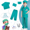 Doctor Costume for Kids,Toddler Nurse Scrubs with Accessories Halloween Cosplay Dress Up Doctor Pretend Playset For Boys Girls 3-11 Years