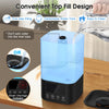 Humidifiers for Bedroom, Cool Mist Humidifiers for Large Room, 3L Top Fill Humidifiers for Home Baby Nursery, Remote Control, 360°Nozzle, Auto Shut-Off, Sleep Mode, 3 Mist Levels, Nightlight, Timer