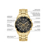 Bulova Men's Marine Star Gold Chronograph Stainless Steel Watch, Black Dial Style: 98B406