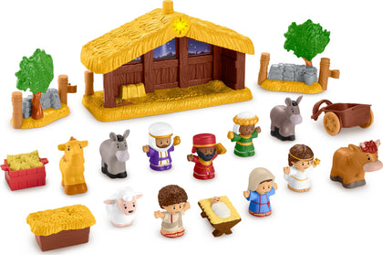 Fisher-Price Little People Toddler Toy Nativity Set with Music Lights and 18 Pieces for Christmas Play Ages 1+ years