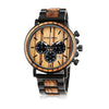 BOBO BIRD Wooden Mens Watches Large Size Stylish Wood & Stainless Steel Combined Chronograph Military Quartz Watch (Balck Wood Band)