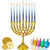 Dripless Hanukkah Candles Multi Blue Hued Frosted Deluxe Tapered Chanukah Candles (Single-Pack)