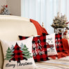 GEEORY Merry Christmas Pillow Covers 18 x 18 Inch Set of 4, Xmas Trees Buffalo Plaid Believe Truck Throw Pillowcases Farmhouse Decorative Cushion Cases for Home Sofa Decoration G421-18