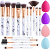 Makeup Brushes DUAIU 15PCs Marble Makeup Brush Set Premium Synthetic Kabuki Powder Blush Contour Foundation Concealer Eyeshadow Brushes with Makeup Sponge Make up Tool