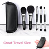 B M Brush Master Travel Makeup Brushes Set w/Pouch, 5PCS Double Ended Portable Mini Cosmetic Brushes Kit for Foundation, Eyeshadow, Lip, Blush Make Up Brushes Professional(Black)