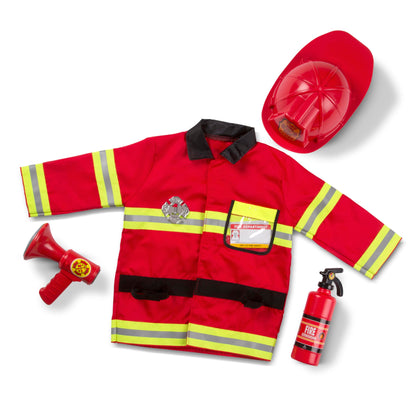 Melissa & Doug Fire Chief Role Play Dress-Up Set - Pretend Fire Fighter Outfit With Realistic Accessories, Firefighter Costume For Kids And Toddlers Ages 3+