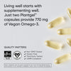 Sports Research Vegan Omega-3 Fish Oil Alternative from Algae Oil - Highest Levels of Vegan DHA & EPA Fatty Acids | Non-GMO Verified & Vegan Certified - 60 Veggie Softgels (Carrageenan Free)