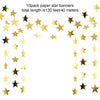 Patelai Glitter Star Garland Banner Decor, 130 Feet Bright Star Hanging Bunting Banner Backdrop for 2024 New Year Graduation Wedding Baby Shower Birthday Christmas Party Decor(Gold)