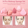 14 Pcs Makeup Sponge Set,Beauty Sponges Blender with 4 Pcs Powder Puff and 4 Pcs Mini Make up Sponges Valentine's Day Gift,Mother's Day Gift for Women Liquid,Foundation,Powder,Concealer,Cream(Pink)