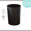 Bath Bliss Hammered Design Waste Bin | 1 Pack | Round Open Top | 10 Liter | Bathroom Trash Can | Kitchen | Office | Bedroom | Textured Plastic | Wastebasket | Black