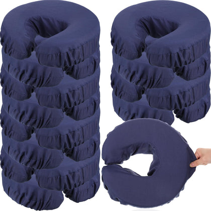 Tatuo 12 Pcs Face Cradle Covers for Massage Head Rest Covers Massage Bulk Microfiber Reusable Soft Thicker Massage Table Face Covers Oil Proof Headrest Cradle Sheets for Spa Beauty Salons (Navy Blue)