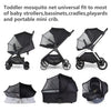 Beberoad Love Universal Stroller Sunshade and Mosquito Net, 2-in-1 UV Protection Tent Cover with 2-Way Zipper for Stroller (Black)