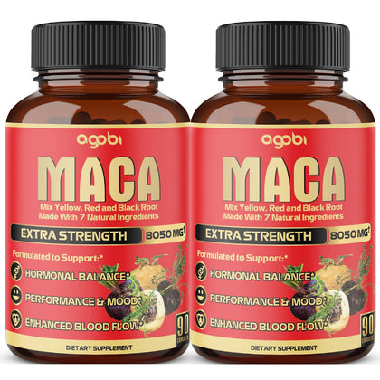 2 packs 90 capsules 6 months - 8050mg maca root supplement - 7in1 with ashwagandha root, ginseng root, tribulus terrestris & more - reproductive health, strength & immune support (expiry -1/31/2027)