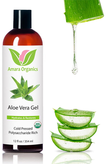 USDA Organic Aloe Vera Gel - For Face, Body, Hair - 100% Pure, After Sun Care