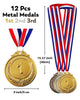 Jauisus 12 Pcs Gold Silver Bronze Medals 1st 2nd 3rd Place Metal Award Medals Olympic Style Winner Awards with Neck Ribbon for Sports, Party, Prizes, Competitions, 2 Inches