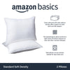 Amazon Basics Down Alternative Pillows, Soft Density For Stomach and Back Sleepers, Standard, Pack of 2, White, 26 in L x 20 in W